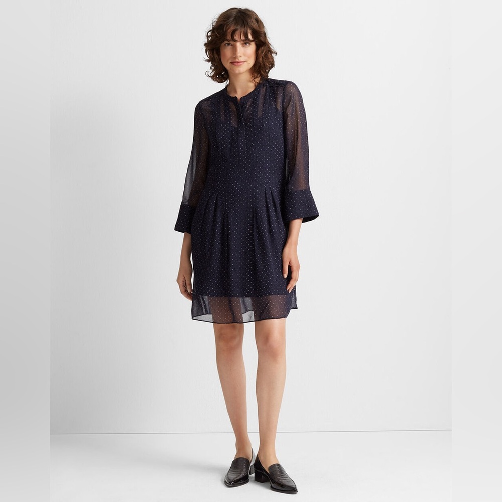 Club Monaco Silk Navy Polka Dot dress size 2 US
